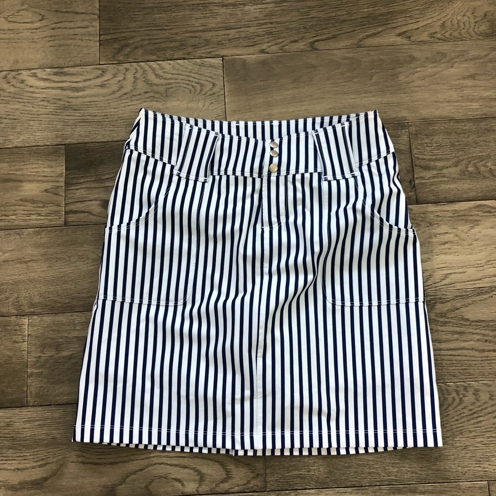 JOFIT women’s navy and white stripe golf skirt, 0